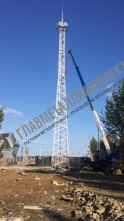 Сборка и установка прожекторной мачты ПМС-32,5 в Алапаевске - установка