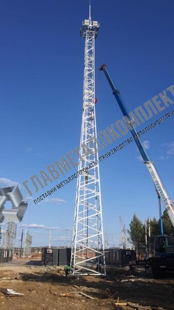 Сборка и установка прожекторной мачты ПМС-32,5 в Алапаевске - монтаж