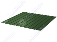 Профнастил полимер С10 0,45 1130/1155 обратная прокатка ПЭ RAL6002 зеленый лист
